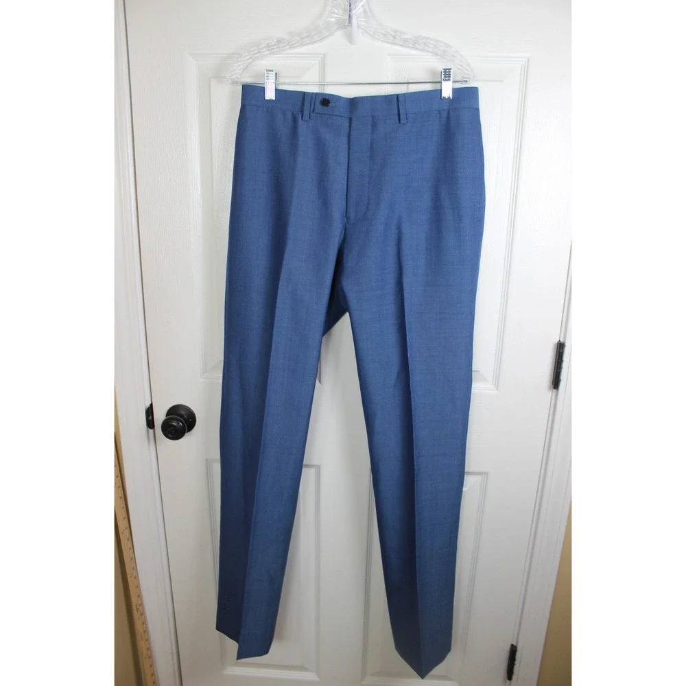 Calvin‎ Klein Mens Extreme Slim Fit Blue Wool Mohair Blend 2 Piece Suit 40L